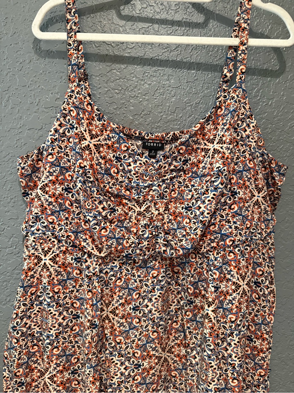 torrid 2X Like new Rust and Navy Mosaic Print mini Dress - Picture 2 of 7
